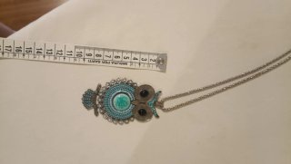 Colgante búho turquesa y plateado