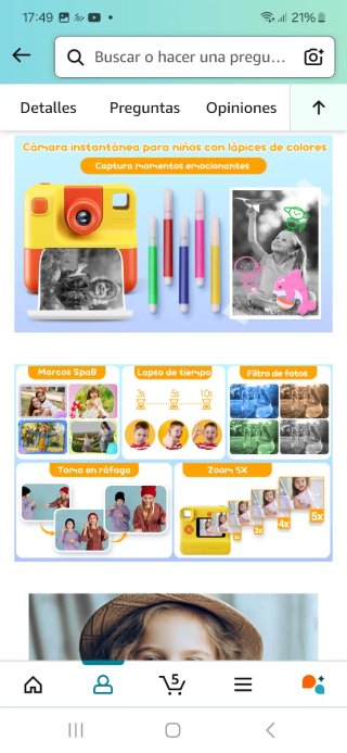 Cámara instantánea infantil amarilla y naranja nue