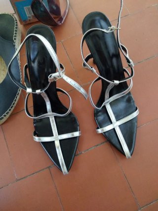 Sandalias tacón alto fiesta. Alpargatas