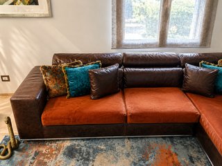 Divano angolare in  Pelle  Made in Italy