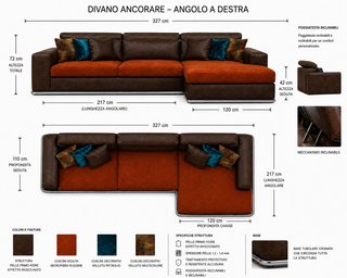 Divano angolare in  Pelle  Made in Italy