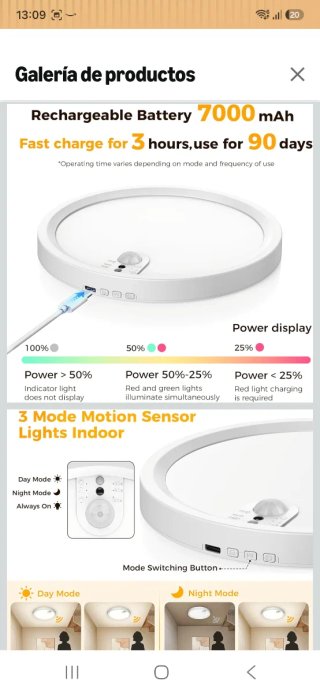 Plafon con sensor de movimiento nueva precintada