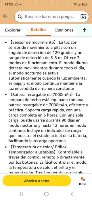 Plafon con sensor de movimiento nueva precintada