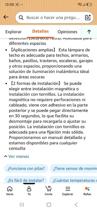 Plafon con sensor de movimiento nueva precintada