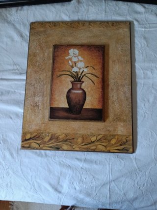 Cuadro floral con calas y margaritas