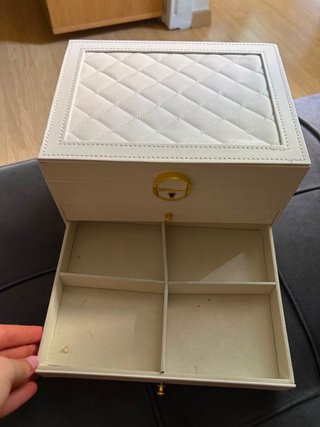 Joyero blanco con cerradura y 3 cajones