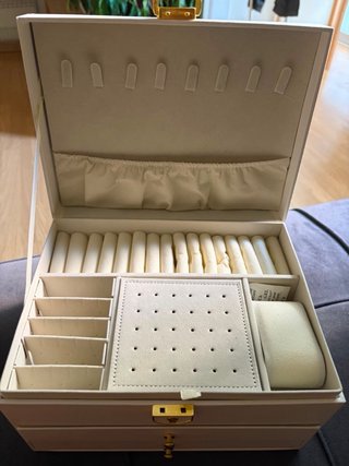 Joyero blanco con cerradura y 3 cajones