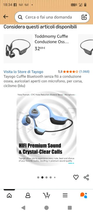 Cuffie Tayogo conduzione ossea blu