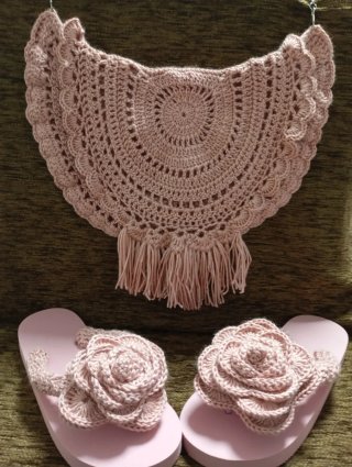 Bolso Crochet Rosa Flecos Cadena