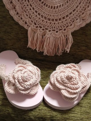 Bolso Crochet Rosa Flecos Cadena