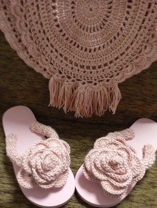 Bolso Crochet Rosa Flecos Cadena