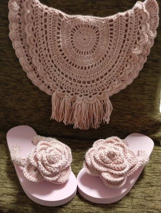 Bolso Crochet Rosa Flecos Cadena