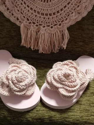 Bolso Crochet Rosa Flecos Cadena
