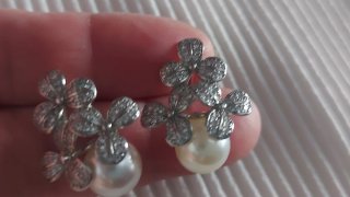 Pendientes Novia Flores Perla  color Plata
