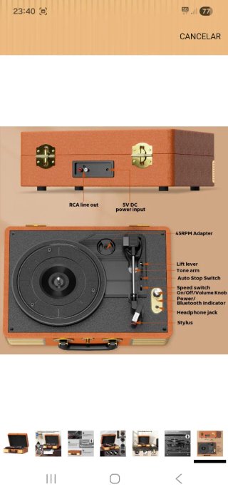 Tocadiscos Bluetooth Marrón nuevo precintad