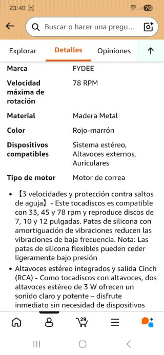 Tocadiscos Bluetooth Marrón nuevo precintad