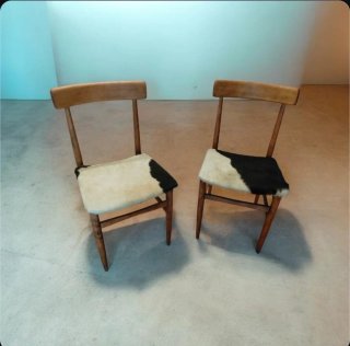 Juego de 2 Sillas Vintage Piel y Madera