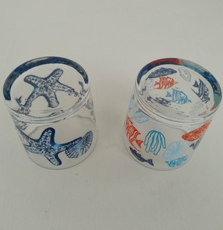 Coppia Bicchieri Vetro Decorati Stelle Marine