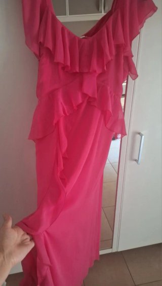 Elegante abito lungo fucsia tg. 54