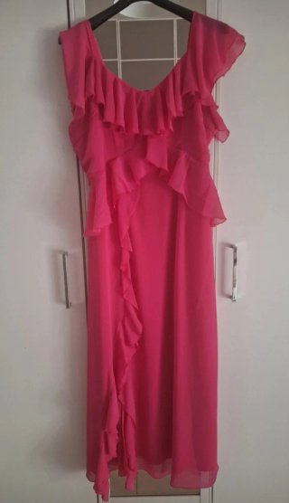 Elegante abito lungo fucsia tg. 54
