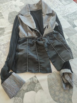 Chaqueta Jersey Gris y Negra