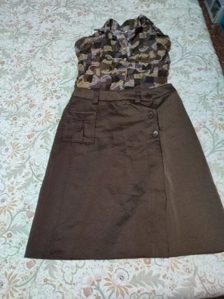 Conjunto Camisa y Falda Marrón Multicolor