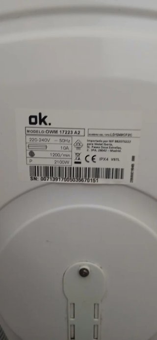 Lavadora OK. averiada – para reparar o piezas.