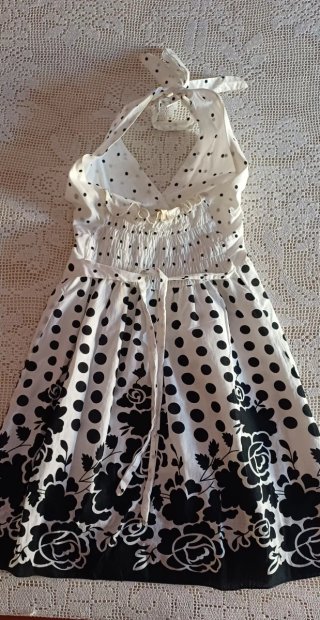 Vestitino donna fantasia pois e rose taglia S