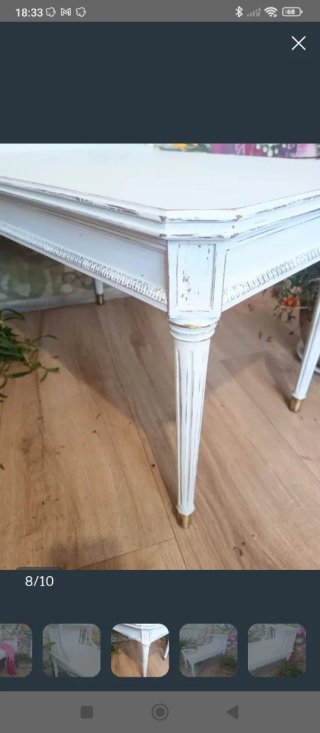 Mesa auxiliar madera blanca y gris