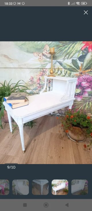 Mesa auxiliar madera blanca y gris