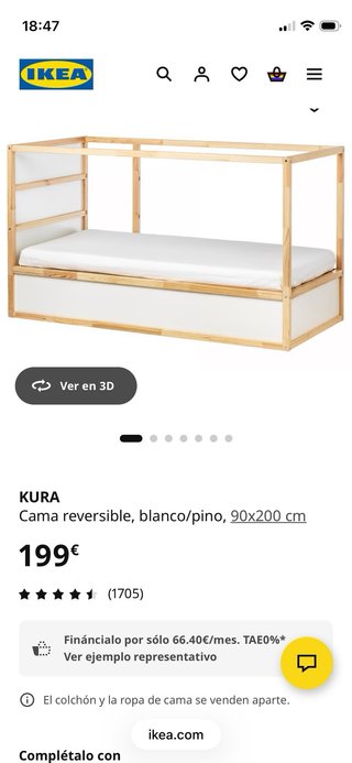 Litera cama reversible Ikea Madera + Dosel