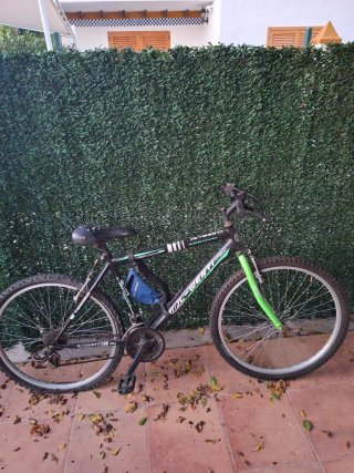 Bicicleta de montaña verde y negra