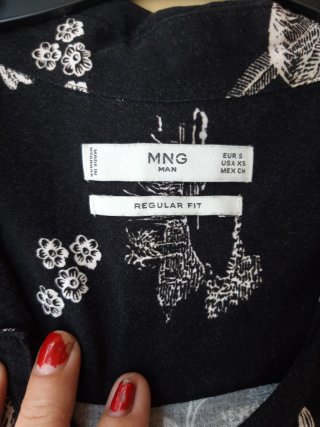 Camisa Mango Hombre Manga Corta Estampada
