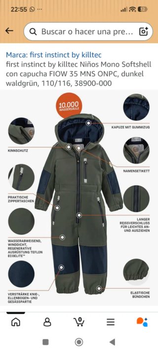 Mono Softshell Niños 110/116 Killtec