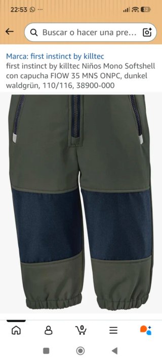 Mono Softshell Niños 110/116 Killtec