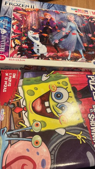 Libro puzzle Bob esponja y puzzle frozen2 brillant