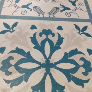 Alfombra Vinilo Diseño Azulejo Azul/Blanco