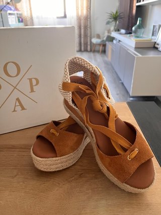 Sandalias Popa cuña esparto cordones