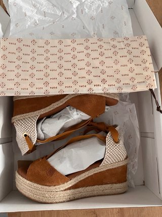 Sandalias Popa cuña esparto cordones