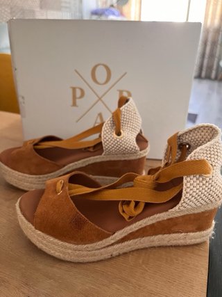 Sandalias Popa cuña esparto cordones