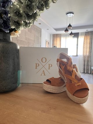 Sandalias Popa cuña esparto cordones