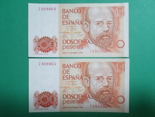 2 B. 200 Pesetas. S/C. S/S. 1980 Antiguos.