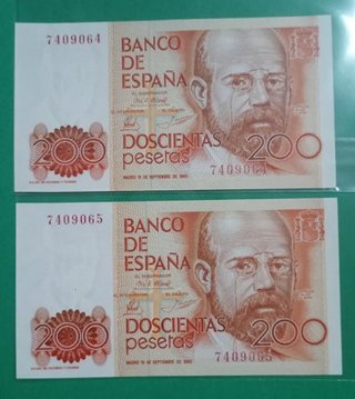2 B. 200 Pesetas. S/C. S/S. 1980 Antiguos.