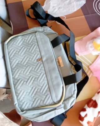 Bolso para Carro Bebé Gris Acolchado, como nuevo