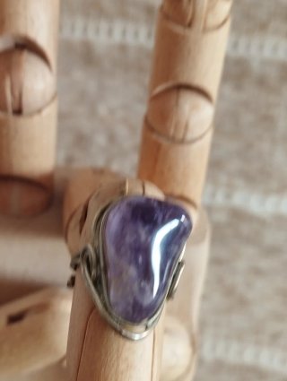 Anillo ajustable de alpaca y amatista