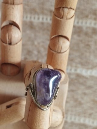 Anillo ajustable de alpaca y amatista