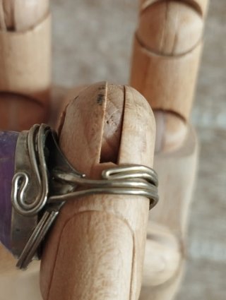 Anillo ajustable de alpaca y amatista