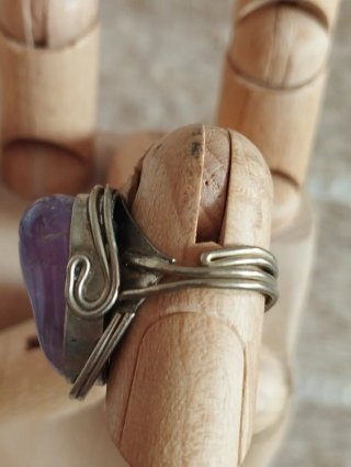 Anillo ajustable de alpaca y amatista