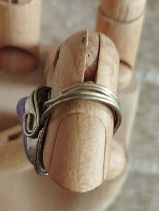 Anillo ajustable de alpaca y amatista
