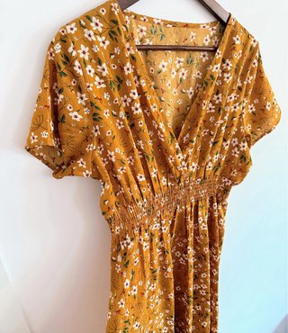 Vestido floral mostaza boho talla XL